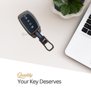 Metal Silicon Car Key Cover Compatible With Hyundai Alcazar, Creta, Tucson | 4 Button Smart Key