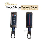 Metal Silicon Car Key Cover Compatible With Mahindra XUV 500 | 3 Button Flip Key