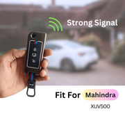 Metal Silicon Car Key Cover Compatible With Mahindra XUV 500 | 3 Button Flip Key