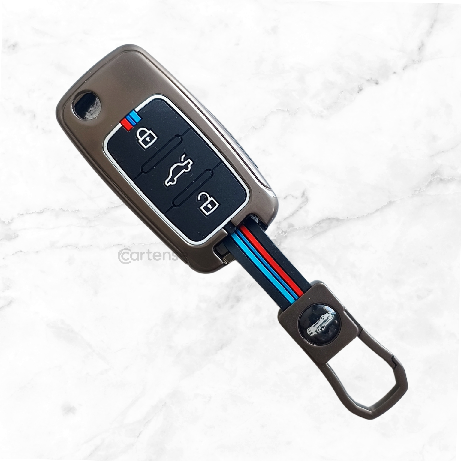 Metal Silicon Key Cover for Skoda/Volkswagen Polo, Vento, Ameo,  Passat, Rapid, Laura, Superb, Octavia | 3 Button Flip Key