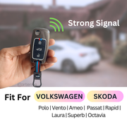 Metal Silicon Key Cover for Skoda/Volkswagen Polo, Vento, Ameo,  Passat, Rapid, Laura, Superb, Octavia | 3 Button Flip Key