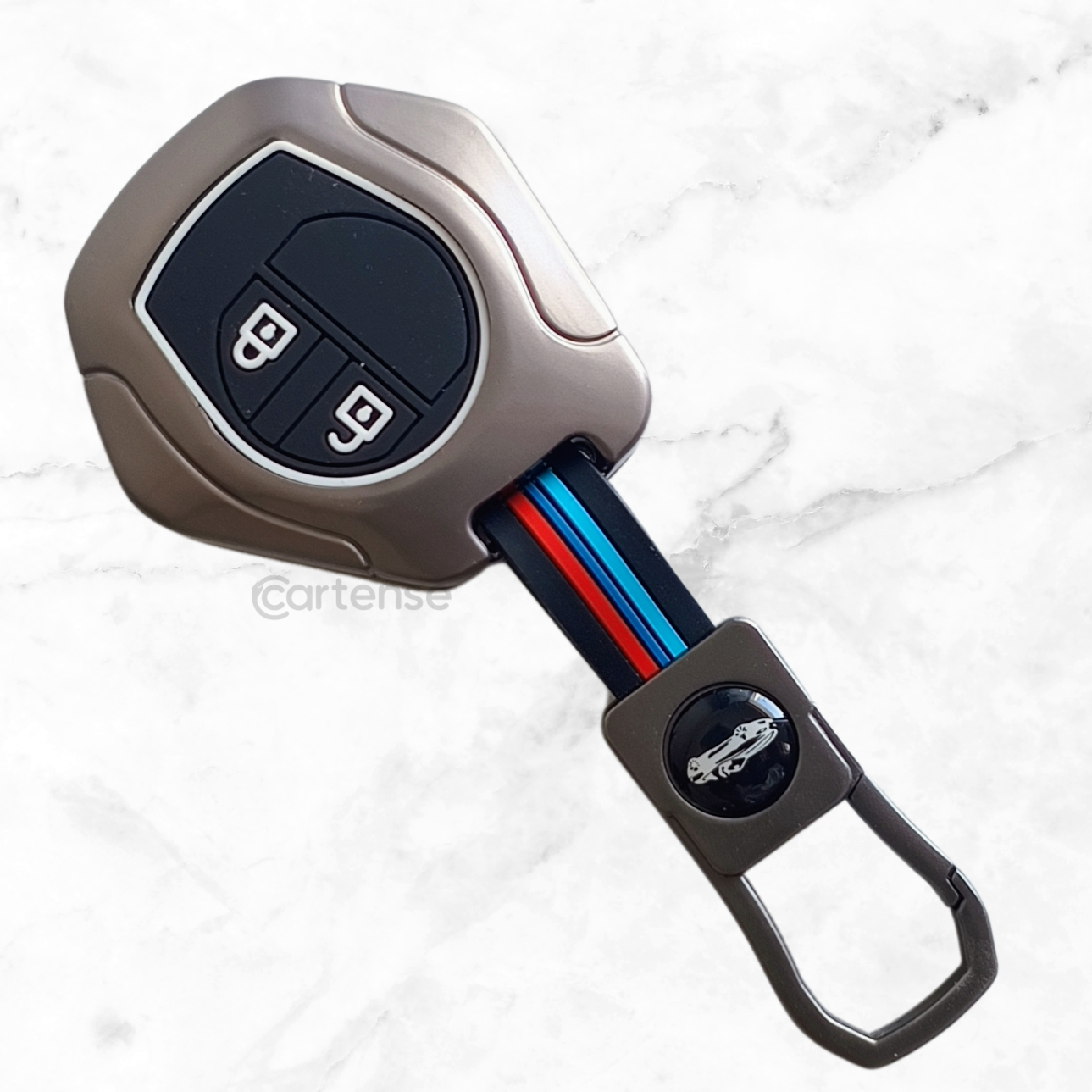 Metal Silicon Key Cover for Suzuki Swift, Dzire, Ertiga, Baleno, Celerio, WagonR, Ritz, Brezza, Scross, Alto, Fronx, XL6, Ciaz, Grand Vitara, Jimny, Alto K10, S Presso, Ignis |for Toyoto Rumion, Hyryder, Urben Cruiser, Galanza | 2 Button Key