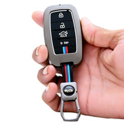 Metal Silicon Car Key Cover Compatible With Kia Seltos, Sonet, Carens | Push Start Only Key