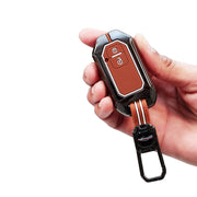 Metal Silicon Key Cover With Zinc Alloy For Suzuki Baleno, Swift, Ertiga, XL6, DZire, Fronx, Scross, Celerio, Ciaz, Brezza, Grand Vitara, Jimny, Ignis - 2 Button Smart Key - 360° Shock-Proof Protection For Suzuki - (Biscuit Brown)