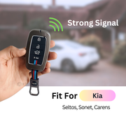 Metal Silicon Car Key Cover Compatible With Kia Seltos, Sonet, Carens | Push Start Only Key