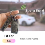 Metal Leather Car Key Cover Compatible With Kia Seltos, Sonet, Carens | Push Start Only Key