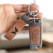 Metal Leather Car Key Cover Compatible With Mahindra XUV 500 | 3 Button Flip Key