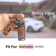 Metal Leather Car Key Cover Compatible With Mahindra XUV 500 | 3 Button Flip Key
