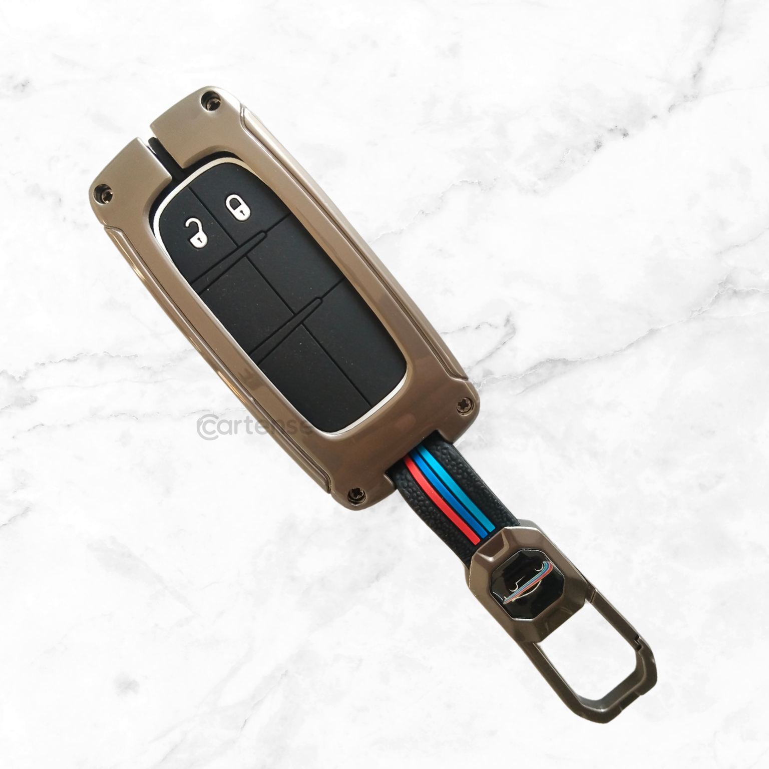 Metal Silicon Car Key Cover Compatible With Jeep Compass | 2 Button Smart Key