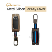 Metal Silicon Car Key Cover Compatible With Jeep Compass | 2 Button Smart Key