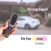 Metal Silicon Car Key Cover Compatible With Jeep Compass | 2 Button Smart Key