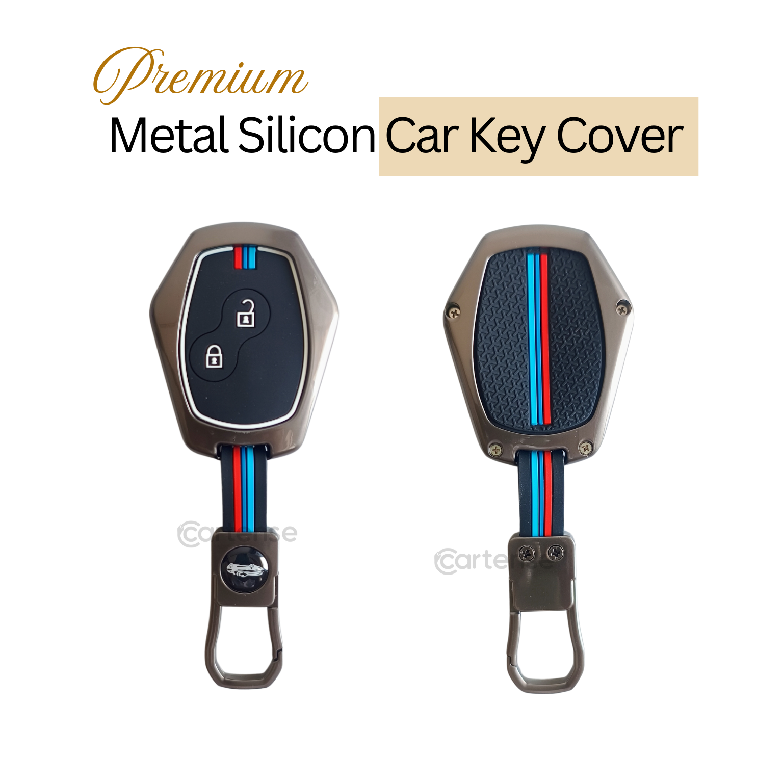 Metal Silicon Key Cover For Renault Logan, Duster, Verito, Lodgy | 2 Button Key