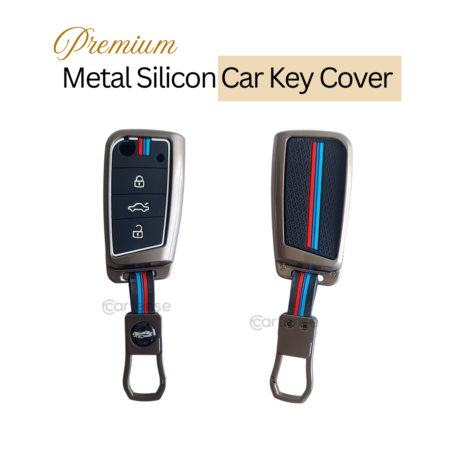 Metal Silicon Key Cover for Skoda/Volkswagen Kushaq, kylaq, Octavia, Kodiaq,  Superb, Slavia, Passat, Virtus, T Roc | 3 Button Flip Key