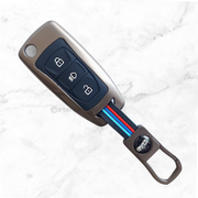 Metal Silicon Car Key Cover For TATA Arai, Safari, Tiago, Zest, Bolt, Tigor, Hexa, Nexon, Harrier, Altroz, Punch | 3 Button Flip Key