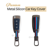 Metal Silicon Car Key Cover For TATA Arai, Safari, Tiago, Zest, Bolt, Tigor, Hexa, Nexon, Harrier, Altroz, Punch | 3 Button Flip Key
