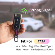 Metal Silicon Car Key Cover For TATA Arai, Safari, Tiago, Zest, Bolt, Tigor, Hexa, Nexon, Harrier, Altroz, Punch | 3 Button Flip Key