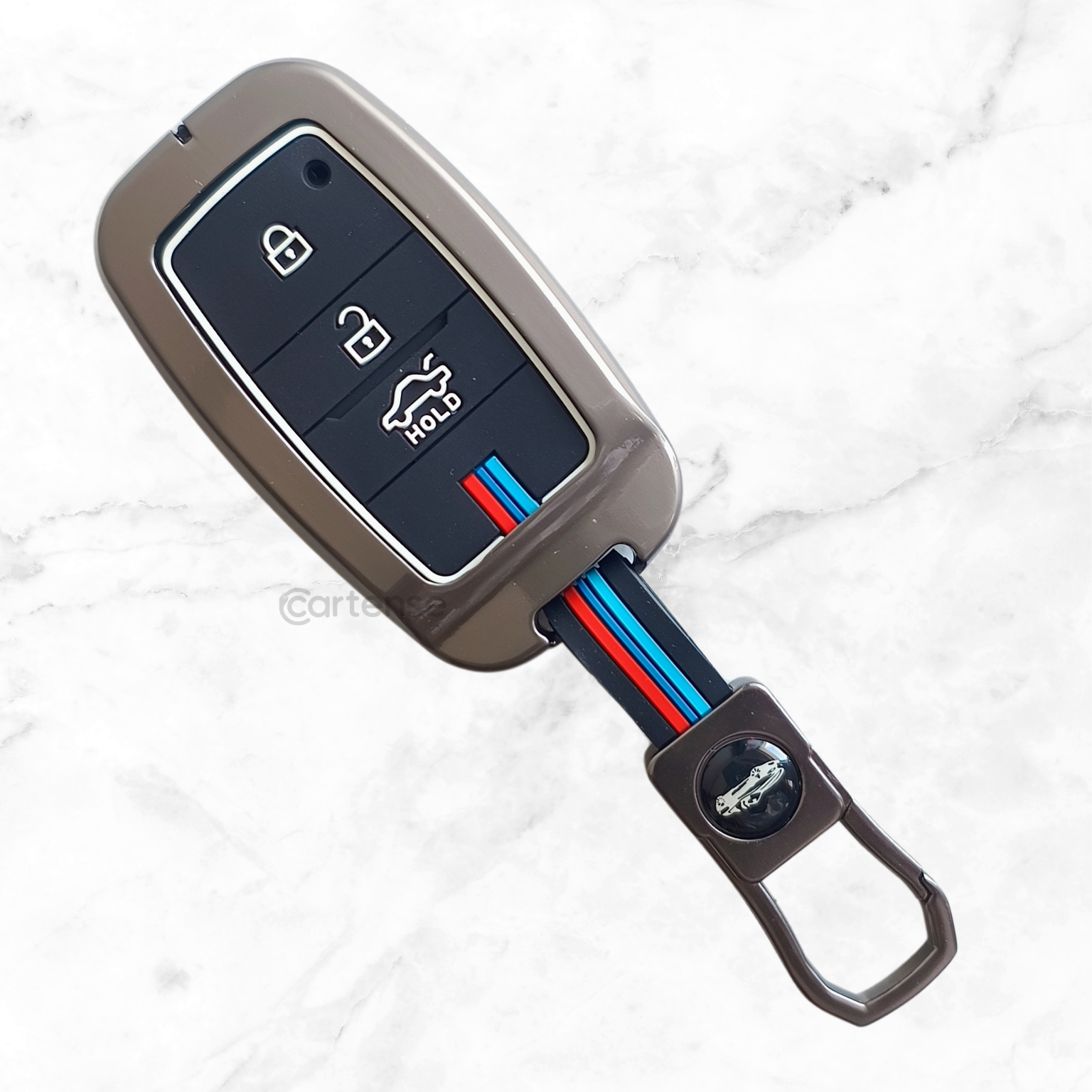 Metal Silicon Car Key Cover Compatible With Seltos, Sonet, Carens | Push Start Key