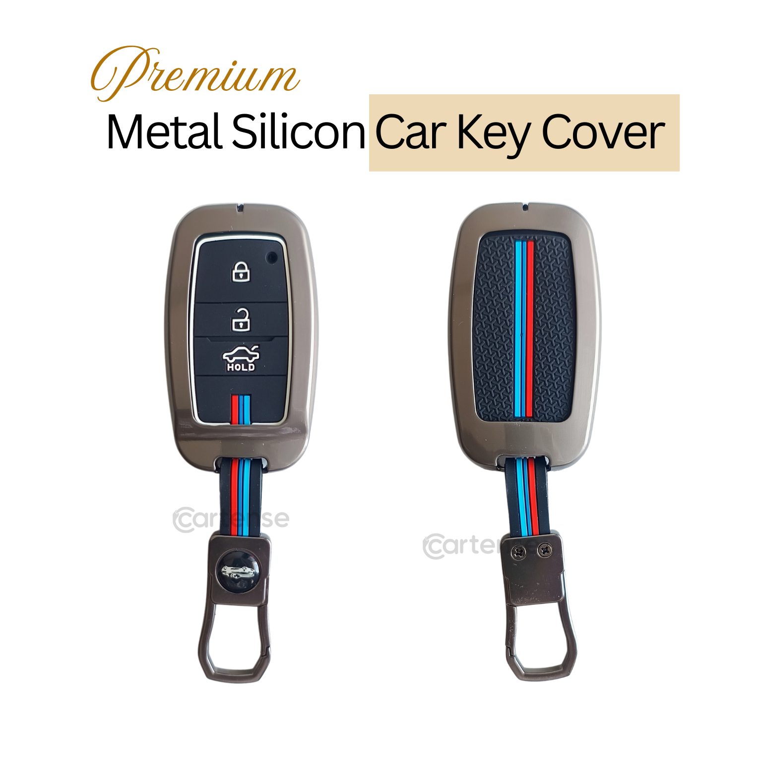 Metal Silicon Car Key Cover Compatible With Seltos, Sonet, Carens | Push Start Key