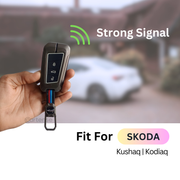 Metal Silicon Key Cover for Skoda Kushaq, Kodiaq | 3 Button Smart Key