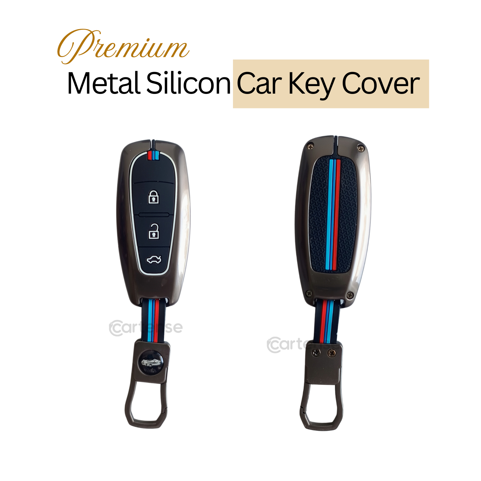 Metal Silicon Key Cover for Suzuki Baleno, Ciaz, Vitara, Brezza, S Cross, Swift, Ignis, XL6, Fronx, Jimny,  Grand Vitara  | 3 Button Smart Key