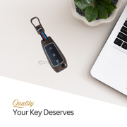 Metal Silicon Car Key Cover Compatible with Figo, Aspire, Endeavour | 3 Button Flip Key