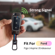 Metal Silicon Car Key Cover Compatible with Figo, Aspire, Endeavour | 3 Button Flip Key