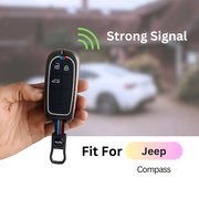 Metal Silicon Car Key Cover Compatible With Jeep Compass | 3 Button Smart Key
