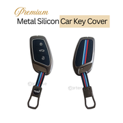Metal Silicon Car Key Cover For MG ZS EV, Astor | 3 Button Smart Key