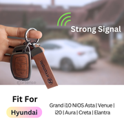 Metal Leather Car Key Cover Compatible with Grand i10 NIOS Asta, Venue, i20, Aura, Creta, Elantra | 3 Button Smart Key