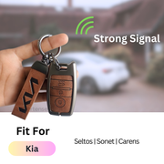 Metal Leather Car Key Cover Compatible With Seltos, Sonet, Carens | Push Start Key