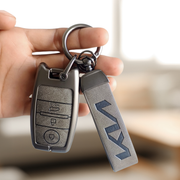 Metal Leather Car Key Cover Compatible With Seltos, Sonet, Carens | Push Start Key