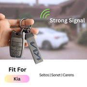 Metal Leather Car Key Cover Compatible With Seltos, Sonet, Carens | Push Start Key