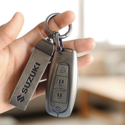Metal Leather Key Cover for Suzuki Baleno, Ciaz, Vitara, Brezza, S Cross, Swift, Ignis, XL6, Fronx, Jimny,  Grand Vitara  | 3 Button Smart Key