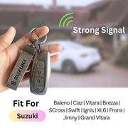 Metal Leather Key Cover for Suzuki Baleno, Ciaz, Vitara, Brezza, S Cross, Swift, Ignis, XL6, Fronx, Jimny,  Grand Vitara  | 3 Button Smart Key