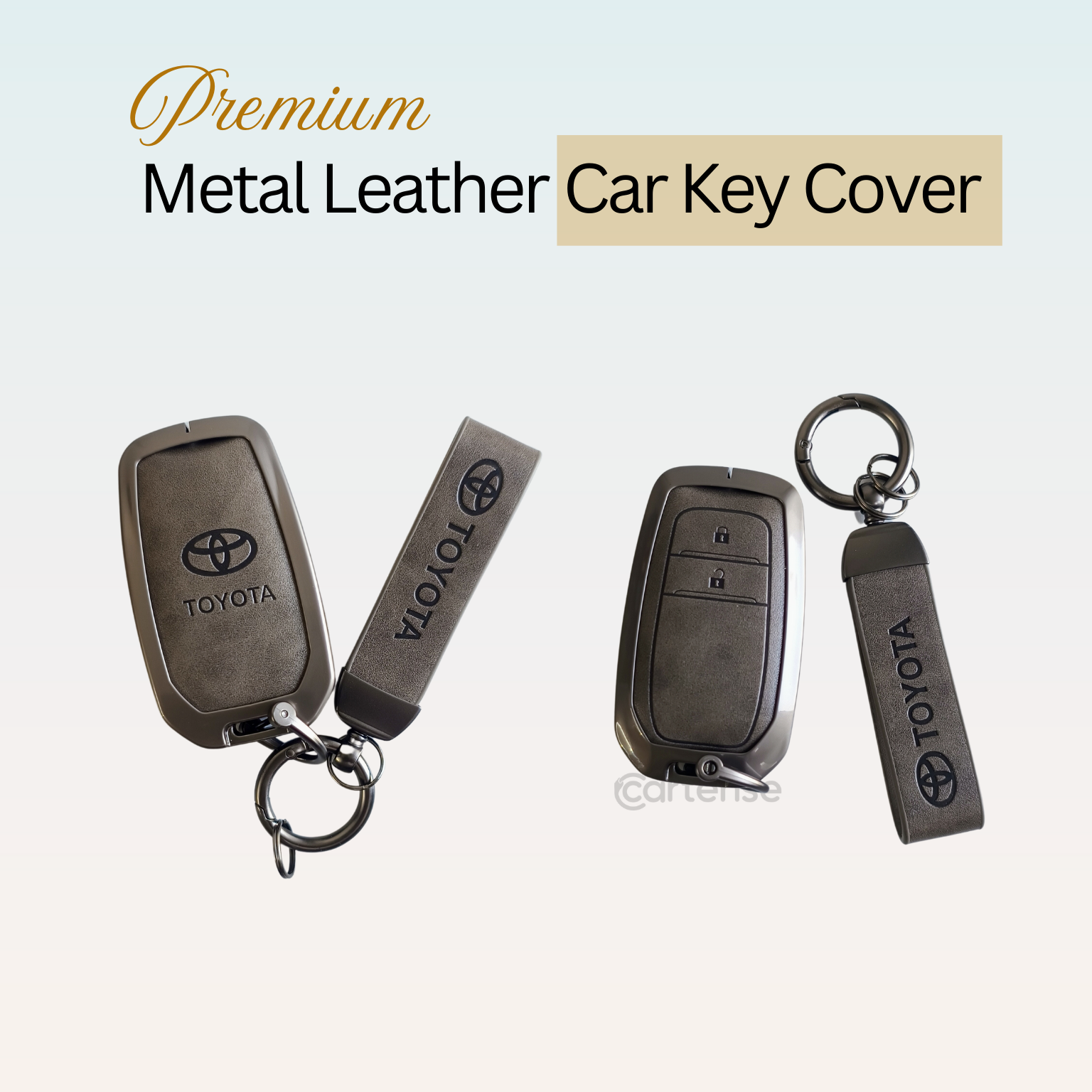 Metal Leather Car Key Cover For Toyota Fortuner, Hilux, Innova Crysta,  Legender, Innova HyCross, Land Cruiser | 2 Button Type M1 Push Start Smart Key