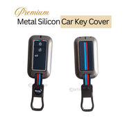 Metal Silicon Key Cover for Suzuki Ertiga, Swift, Dzire, Baleno, Ignis, XL6, Franzo, Celerio, Ciaz, Brezza, Jimny   | 3 Button Smart Key