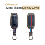 Metal Silicon Car Key Cover For Toyota Fortuner, Hilux, Innova Crysta,  Legender, Innova HyCross, Land Cruiser | 3 Button Type M1 Push Start Smart Key