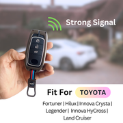Metal Silicon Car Key Cover For Toyota Fortuner, Hilux, Innova Crysta,  Legender, Innova HyCross, Land Cruiser | 3 Button Type M1 Push Start Smart Key