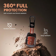 Metal Silicon Car Key Cover with Zinc Alloy For Hyundai Santro, Eon, i10 Grand - 2 Button Smart Key - 360° Shock-Proof Protection - (Biscuit Brown)