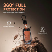 Metal Silicon Car Key Cover With Zinc Alloy Compatible With Kia, Kia Seltos HTE, Sonet HTE, Carens Premium, Prestige - 3 Button Flip Key - 360° Shock-Proof Protection For Kia - (Biscuit Brown)