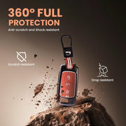 Metal Silicon Car Key Cover with Zinc Alloy For TATA Arai, Safari, Tiago, Zest, Bolt, Tigor, Hexa, Nexon, Harrier, Altroz, Punch - 3 Button Smart Key - 360° Shock-Proof Protection - (Biscuit Brown)