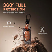 Metal Silicon Car Key Cover with Zinc Alloy For Toyota Corolla Altis, Innova Crysta - 3 Button Flip Key - 360° Shock-Proof Protection for Toyota - (Biscuit Brown)