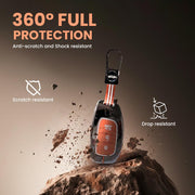 Metal Silicon Car Key Cover with Zinc Alloy For Grand i10 NIOS Asta, Venue, i20, Aura, Creta, Elantra - 3 Button Smart Key - 360° Shock-Proof Protection - (Biscuit Brown)