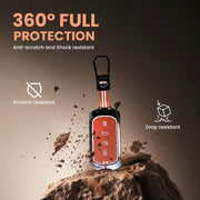 Metal Silicon Car Key Cover with Zinc Alloy For TATA Curvv - 4 Button smart key - 360° Shock-Proof Protection (Biscuit Brown)