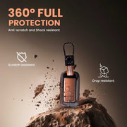 Metal Silicon Car Key Cover with Zinc Alloy For Suzuki Ertiga, Swift, Dzire, Baleno, Ignis, XL6, Franzo, Celerio, Ciaz, Brezza, Jimny - 3 Button Smart Key - 360° Shock-Proof Protection - (Biscuit Brown)