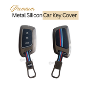 Metal Silicon Car Key Cover For MG Hector | 3 Button Smart Key