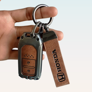 Metal Leather Key Cover Compatible with City, Civic, Jazz, Amaze,  CR-V, WR-V, BR-V, Jazz BS6,  Civic 2020 | Push Start Model