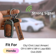 Metal Leather Key Cover Compatible with City, Civic, Jazz, Amaze,  CR-V, WR-V, BR-V, Jazz BS6,  Civic 2020 | Push Start Model