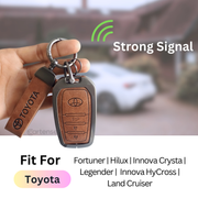 Metal Leather Car Key Cover For Toyota Fortuner, Hilux, Innova Crysta,  Legender, Innova HyCross, Land Cruiser | 3 Button Type M1 Push Start Smart Key