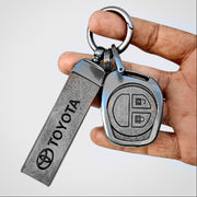 Metal Leather Key Cover for Toyota Rumion, Hyryder, Urben Cruiser, Galanza | 2 Button Key